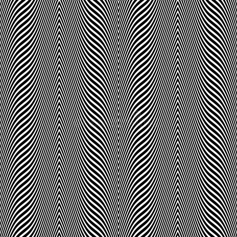 Striped Seamless Pattern of Black Distorted Lines. Repeatable Optical ...