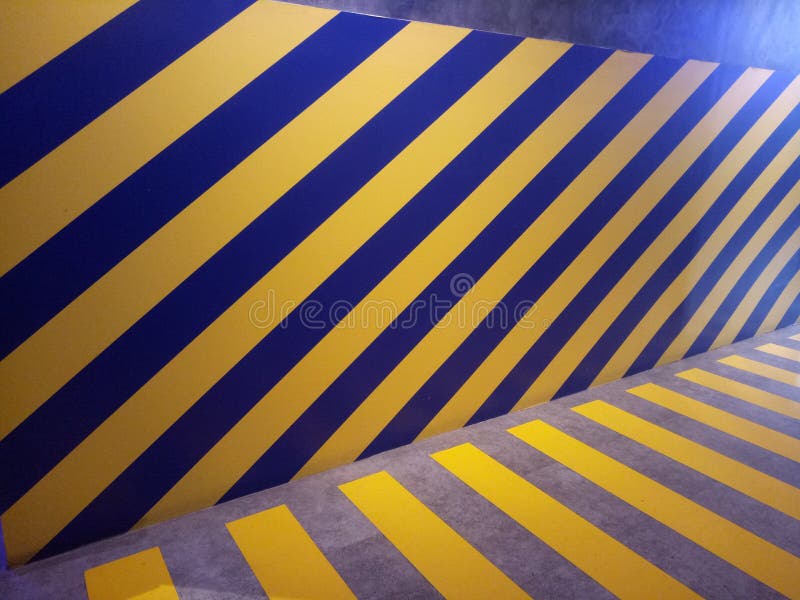 Striped Wall with Blue and Yellow Colors Stock Photo Image of color