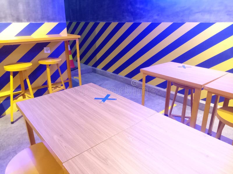 Striped Wall with Blue and Yellow Colors Stock Photo Image of