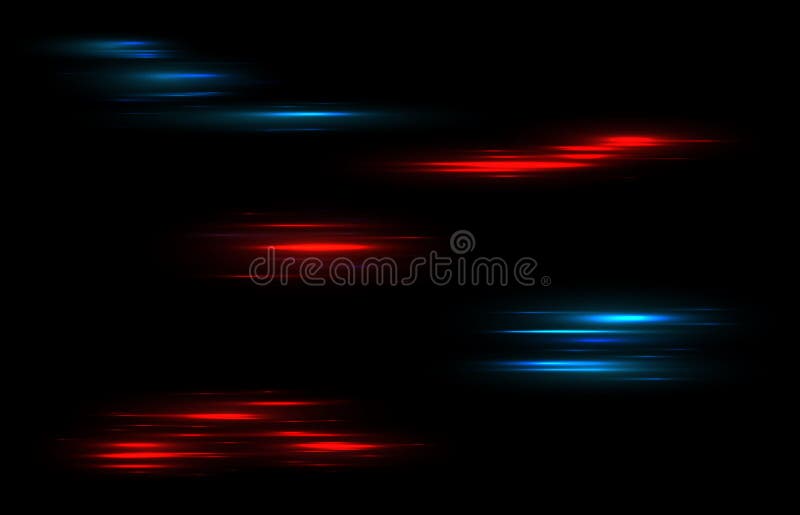 Stripes light. Blue and red shiny neon lines, data connection futuristic abstract flash. Car fast motion trail effect