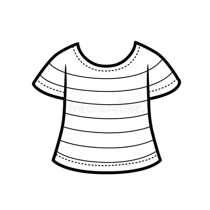 Stripped T-shirt Outline for Coloring on a White Stock Illustration ...