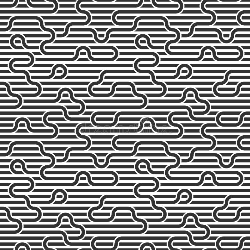 Stripy vector seamless pattern with woven lines, geometric abstract background, stripy net, optical maze. royalty free illustration