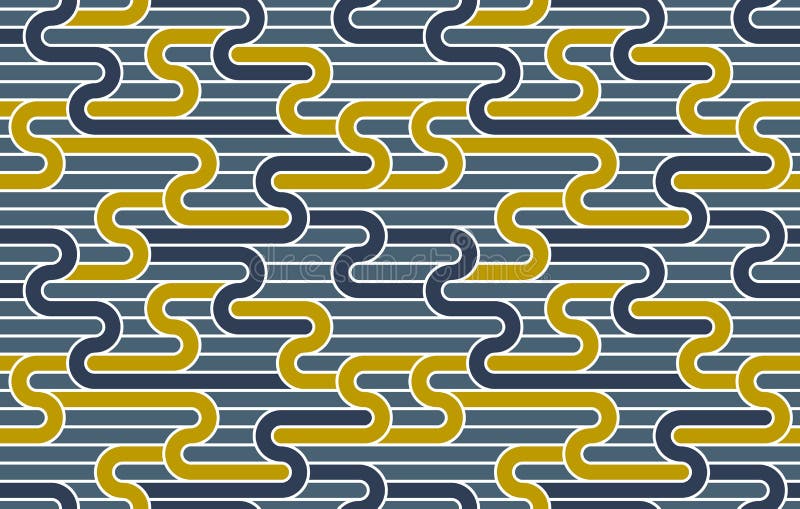 Stripy vector seamless pattern with woven lines, geometric abstract background, stripy net, optical maze. vector illustration