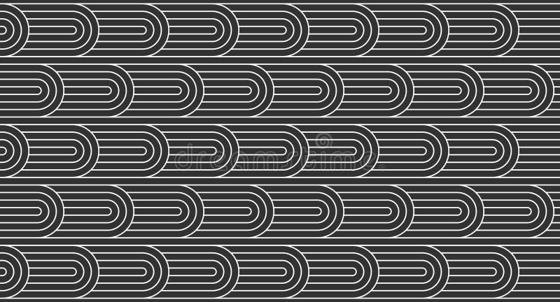Stripy vector seamless pattern with woven lines, geometric abstract background, stripy net, optical maze, web network. Black and royalty free illustration
