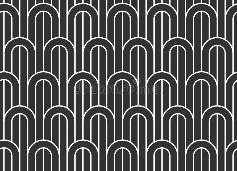 Stripy vector seamless pattern with woven lines, geometric abstract background, stripy net, optical maze, web network. Black and stock illustration
