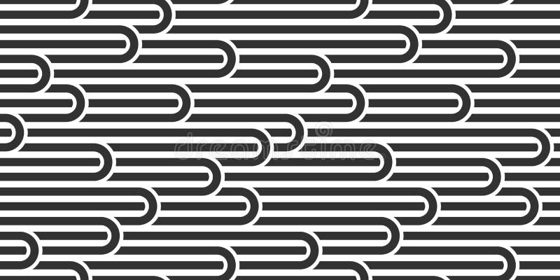 Stripy vector seamless pattern with woven lines, geometric abstract background, stripy net, optical maze, web network. Black and stock illustration