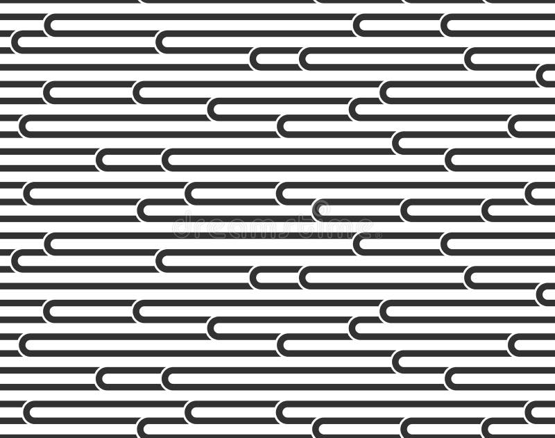 Stripy vector seamless pattern with woven lines, geometric abstract background, stripy net, optical maze, web network. Black and stock illustration