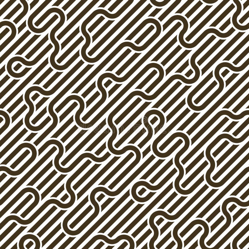 Stripy vector seamless pattern with woven lines, geometric abstract background, stripy net, optical maze, web network. Black and vector illustration
