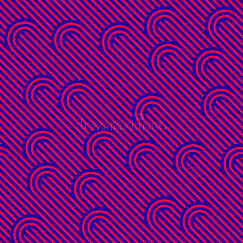 Stripy vector seamless pattern with woven lines, geometric abstract background, stripy net, optical maze, web network. Pink color royalty free illustration