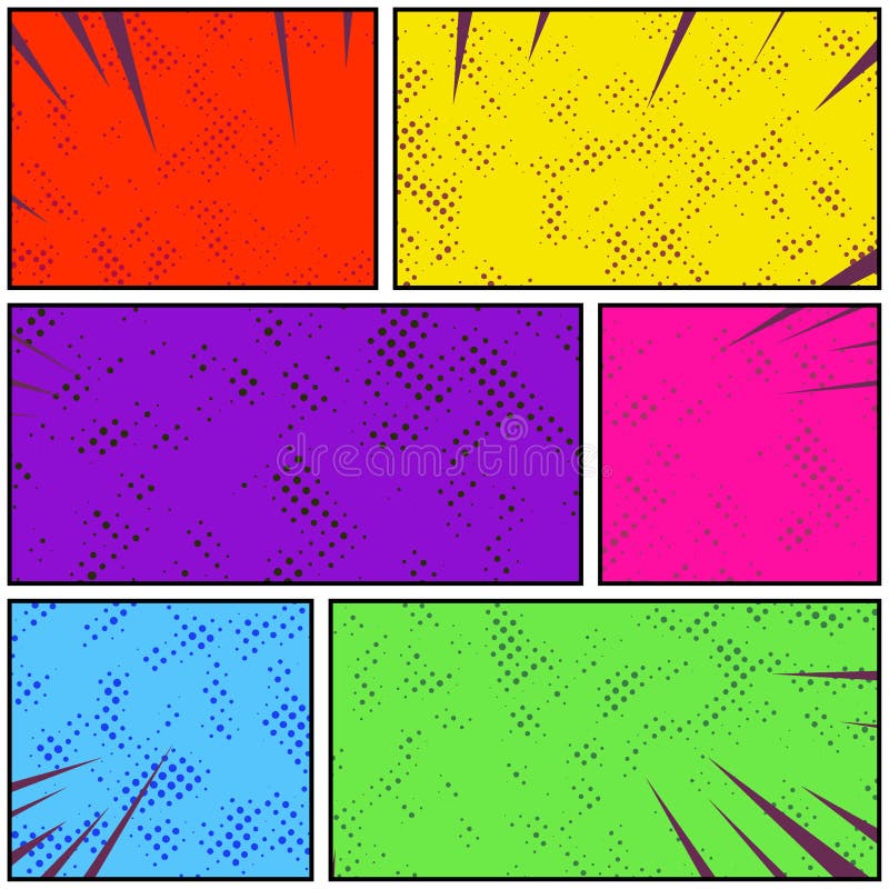 Striscia comica della pagina di retro Pop art variopinto luminoso di stile D astratta illustrazione vettoriale