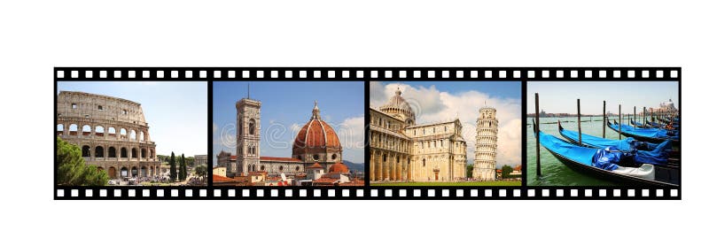 Striscia di pellicola con le immagini italiane fotografia stock Striscia di pellicola con le immagini italiane fotografia stock