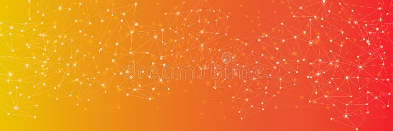Striscione globale di comunicazione sociale arancione con rete mesh illustrazione di stock