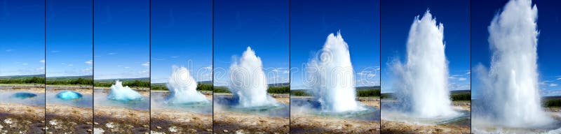 Strokkur Geyser eruption in sequence