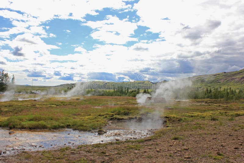 Strokkur volcano in iceland with steam coming out of it royalty free stock photo Strokkur volcano in iceland with steam coming out of it royalty free stock photo