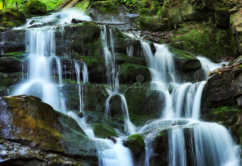 strom malerischer Wasserfall in den Karpatenbergen lizenzfreie stockfotos strom malerischer Wasserfall in den Karpatenbergen lizenzfreie stockfotos