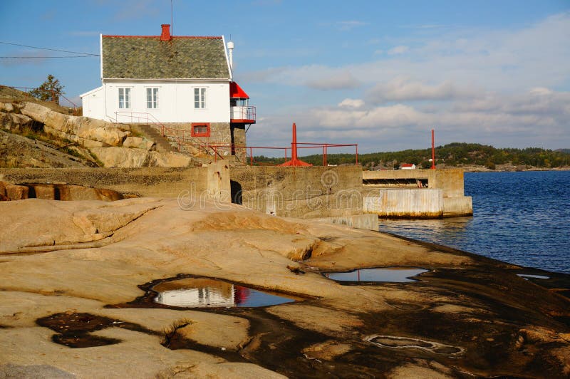 Stromtangen-Leuchtturm in Kragero, Norwegen stockbild Stromtangen-Leuchtturm in Kragero, Norwegen stockbild