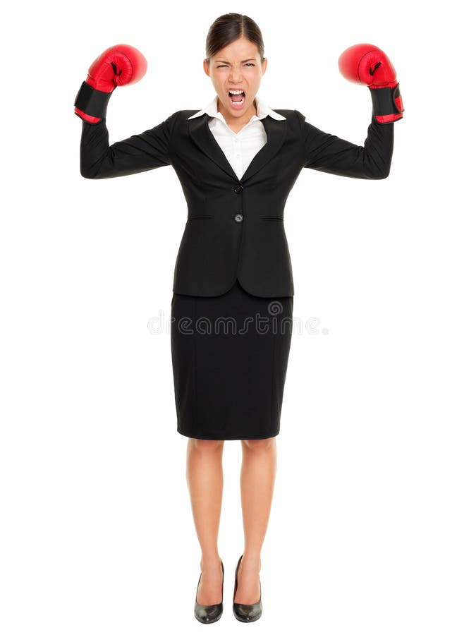 Strong aggressive business woman concept stock photos