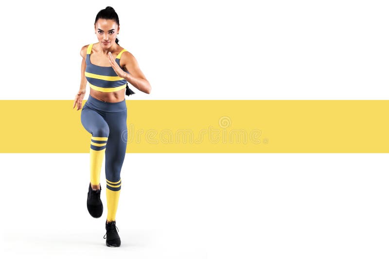 A strong athletic, women sprinter, running wearing in the sportswear, fitness and sport motivation. Runner concept with royalty free stock photo A strong athletic, women sprinter, running wearing in the sportswear, fitness and sport motivation. Runner concept with royalty free stock photo