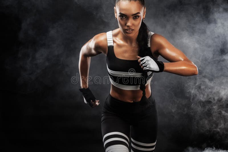 A Strong Athletic, Women Sprinter, Running Wearing in the Sportswear,  Fitness and Sport Motivation. Runner Concept with Stock Photo - Image of  competition, background: 117616490