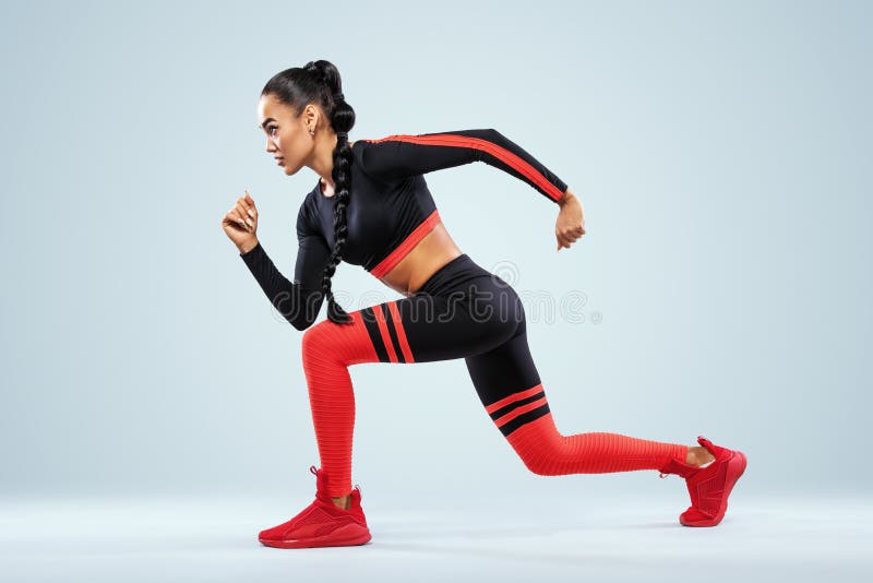 A Strong Athletic, Women Sprinter, Running Wearing in the Sportswear,  Fitness and Sport Motivation. Runner Concept with Stock Photo - Image of  competition, background: 117616490