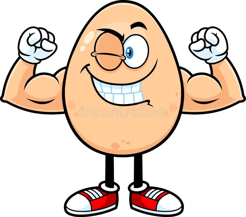 Strong Egg Cartoon Character Winking and Showing Muscle Arms Stock Vector -  Illustration of background, food: 215652986