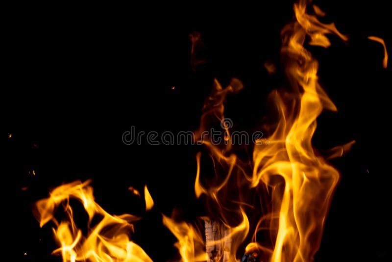 Strong Fire Flames on Black Stock Photo Image of heat, gasoline