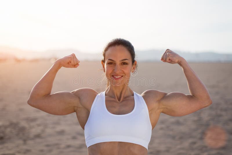 Woman Flexing Muscles Stock Image Image Of Health Beauty 12834813 