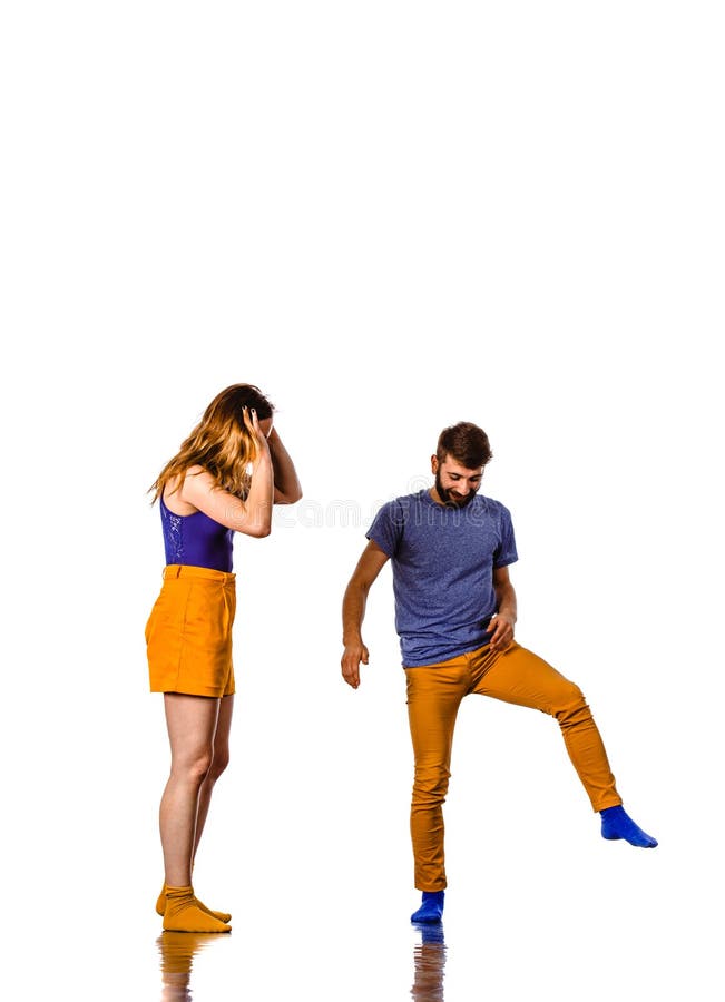 Strong Hip-hop Boy Carrying His Dance Partner Stock Image - Image of