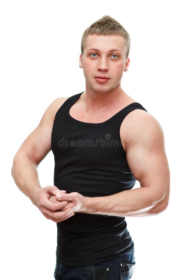 Strong male posing stock photo. Image of athlete, biceps - 23938722