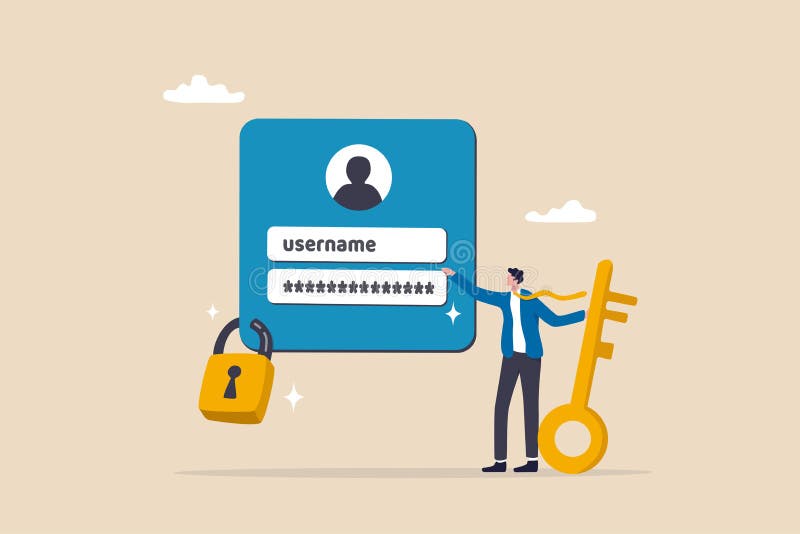 Strong password for cyber security, high protection and safety for login account, secure data privacy, online authentication vector illustration