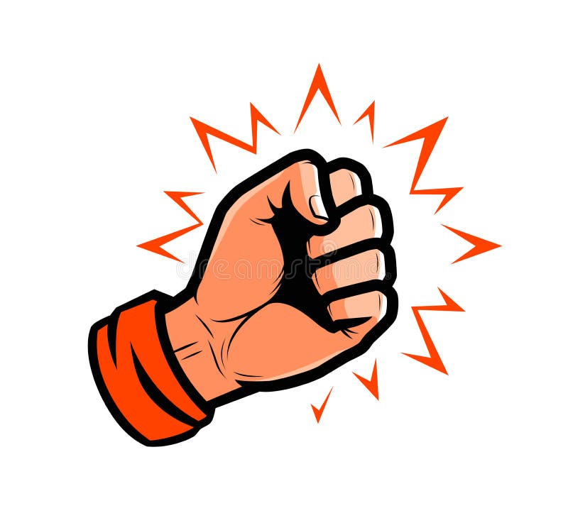 Hand Fist Punching Or Hitting Comic Pop Art Symbol Stock Vector