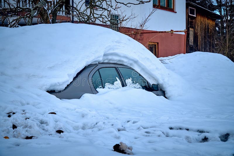 Strong real winter in the south of Poland - lots of snow - the car is buried up to the roof - wait until spring