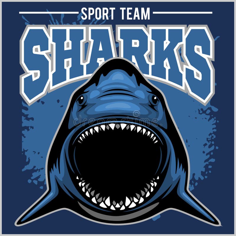 Strong shark sports mascot. Vector illustration.