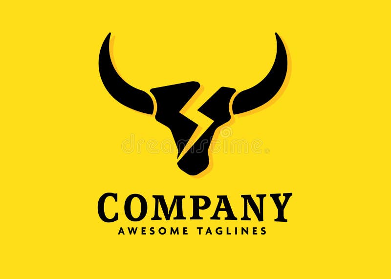 Simple head bull and power logo vector royalty free illustration