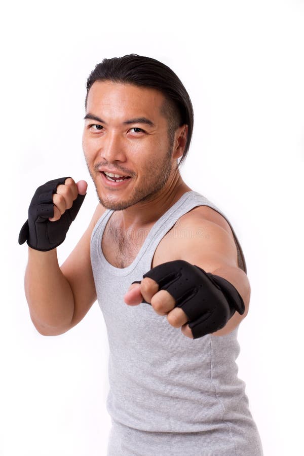 Strong Young Man Fighting Pose Punching Stock Photos Free & Royalty