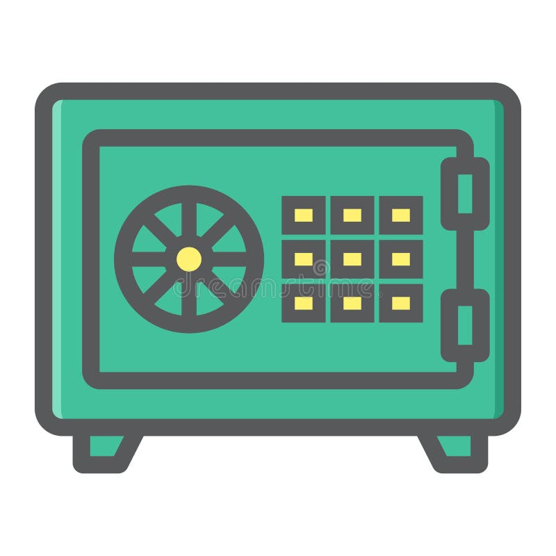 Strongbox kolorowa kreskowa ikona, bank skrytki ochrona ilustracja wektor Strongbox kolorowa kreskowa ikona, bank skrytki ochrona ilustracja wektor