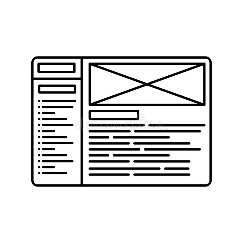 Strony internetowej wireframe linii ikona Kontur ilustracja dla strony internetowej lub loga projekta szablonu royalty ilustracja Strony internetowej wireframe linii ikona Kontur ilustracja dla strony internetowej lub loga projekta szablonu royalty ilustracja