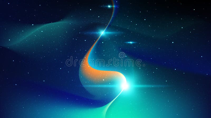 Stroom van abstracte energie in kosmische ruimte, energiekanaal die in het heelal, tegen de achtergrond van de sterrige hemel str vector illustratie Stroom van abstracte energie in kosmische ruimte, energiekanaal die in het heelal, tegen de achtergrond van de sterrige hemel str vector illustratie