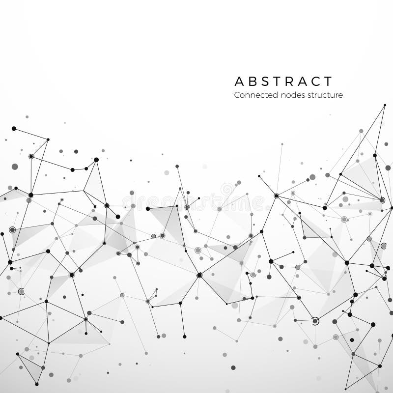 Structura plexică abstractă a datelor digitale web și a nodului. conexiune particule și puncte. concept atom și moleculă stock illustration