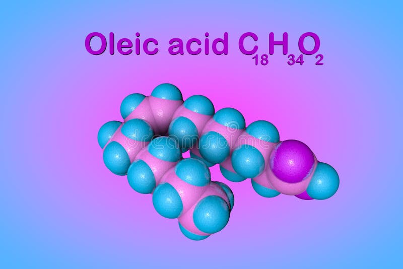 Structural Chemical Formula and Molecular Model of Oleic Acid. it is a