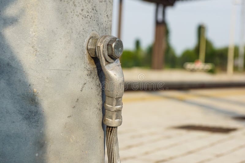 Structural Detail of a Lighting Post Steel Base Plate. Safety Ground
