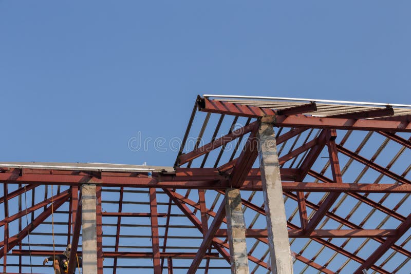 Structural Steel Beam on Roof of Building Residential Construction