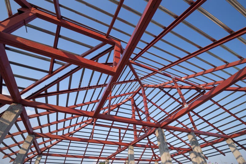 Structural Steel Beam on Roof of Building Residential Construction