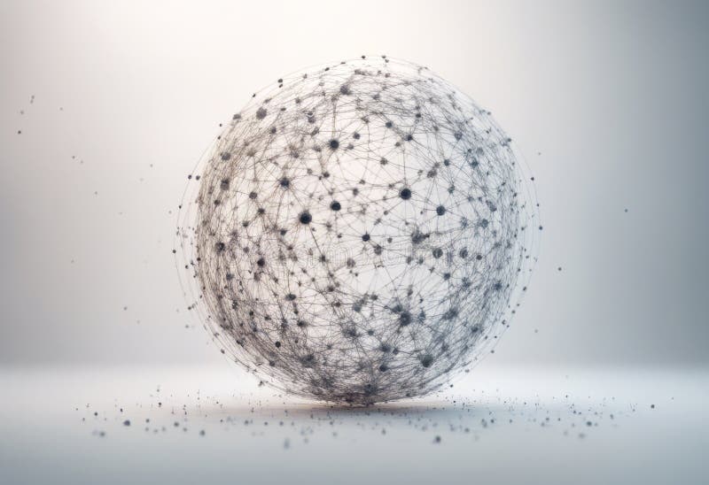 Structure big network 3d rendering connection points white made visualization data background lines sphere futuristic science royalty free illustration
