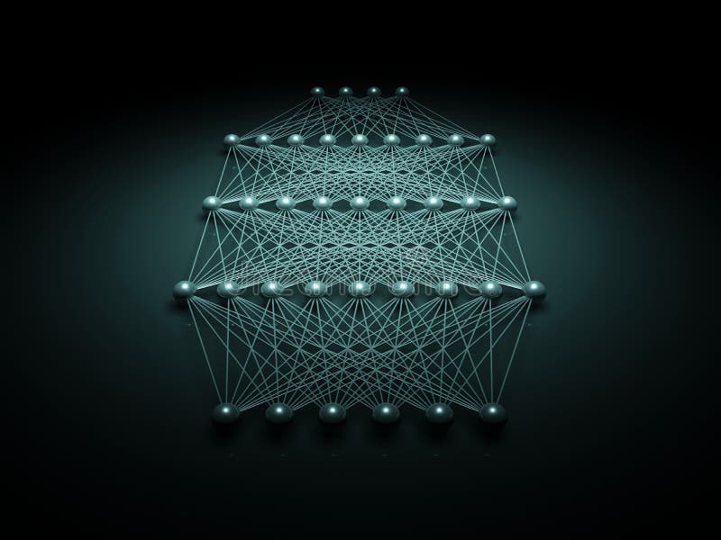 Structure de réseau neurologique, vue de la perspective 3d illustration stock Structure de réseau neurologique, vue de la perspective 3d illustration stock