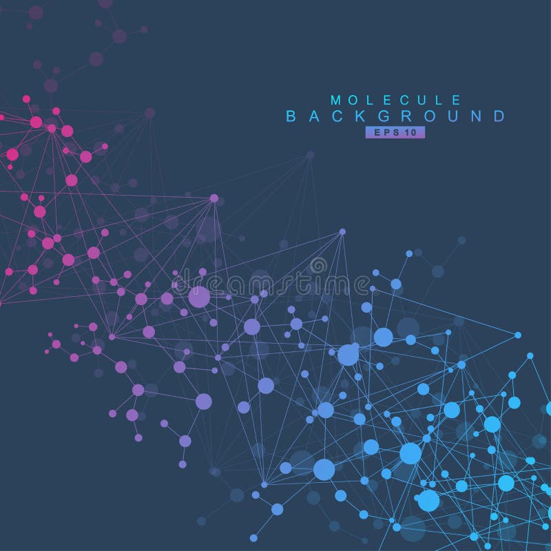 Structure molecule and communication. Dna, atom, neurons. Scientific concept for your design. Connected lines with dots