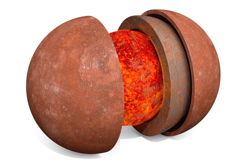 Structure of planet Mercury concept, 3D rendering isolated on white background