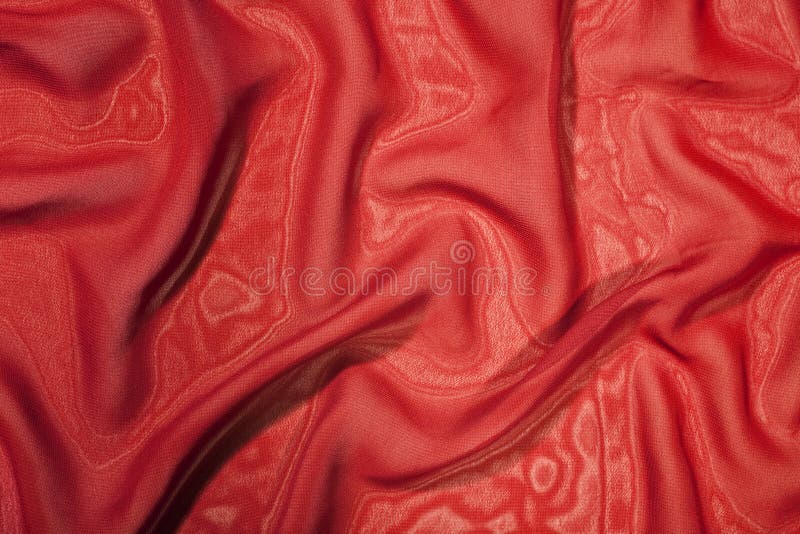 Structure of red satin silk close up