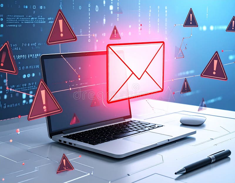 Phishing Email and Cybersecurity Threat Concept vector illustration