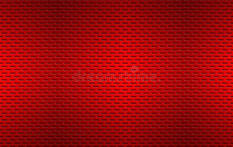 Structured red perforated metal texture, aluminium grating, abstract metallic background royalty free illustration